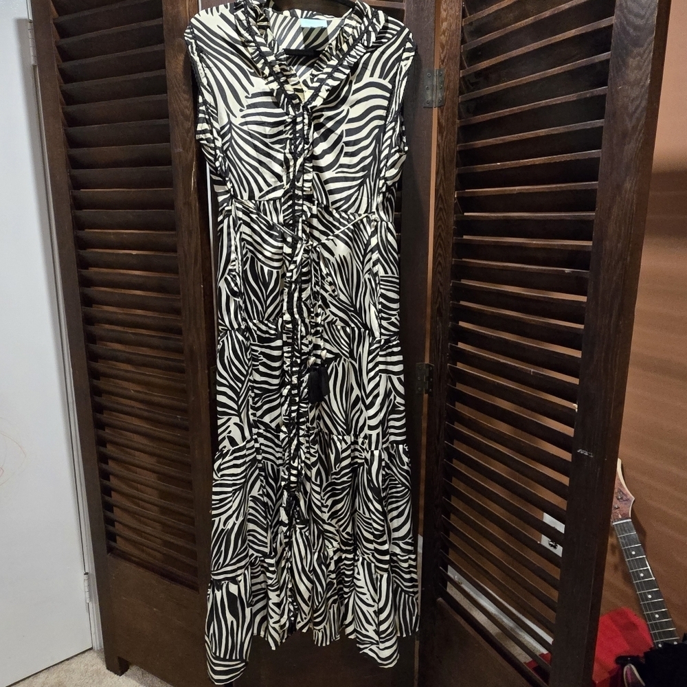 True Destinations Zebra Print Sleeveless Maxi Dress